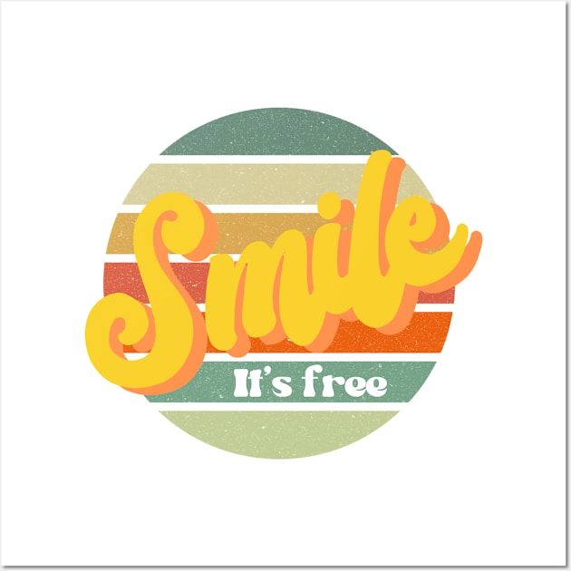 Smile- It's free! Retro Sunset Wall Art by Look Up Tees